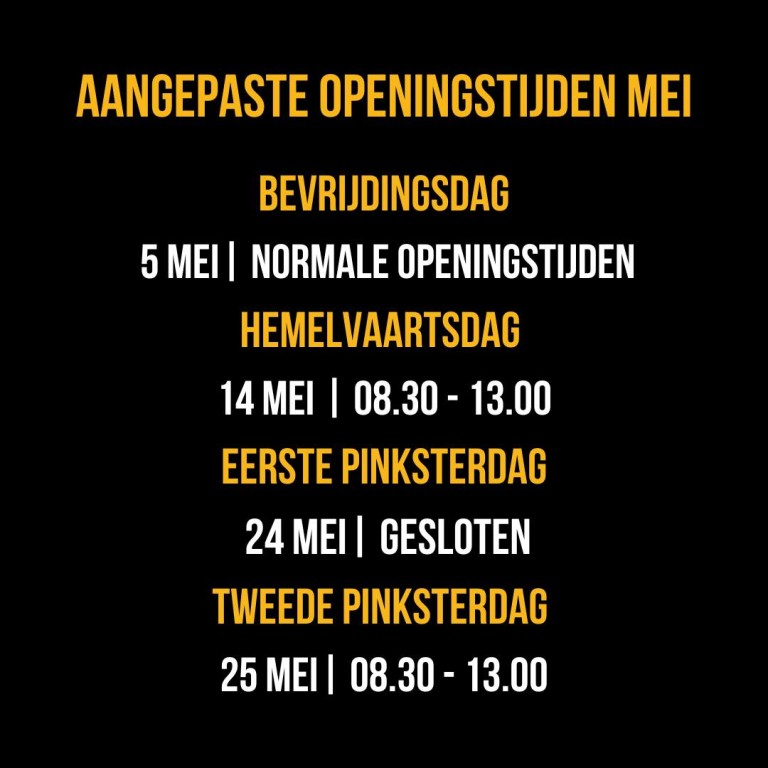 Openingstijden mei 2026
