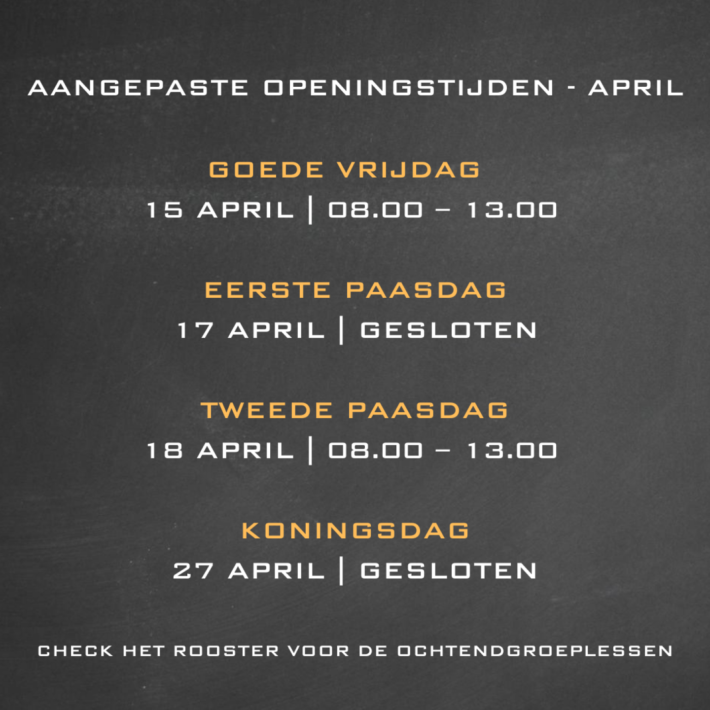 Aangepast openingstijden